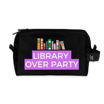 La bibliothèque et les livres, c’est mieux qu’une fête - Trousse de toilette en tissu recyclé - noir - Devant