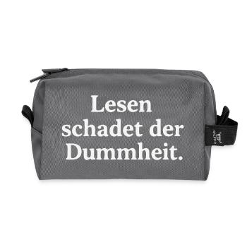 Reading harms stupidity - Recycled Toiletry Zip Bag - anthracite - Front