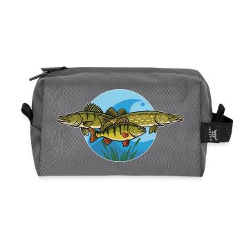 Perche, brochet, zander, prédateur, pêche - Trousse de toilette en tissu recyclé - anthracite - Devant