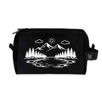 Icône nature des montagnes en plein air - Trousse de toilette en tissu recyclé - noir - Devant