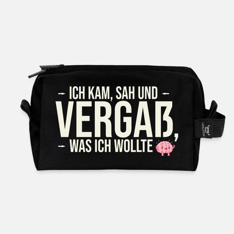 Ich kam, sah und vergaß... | Fun-Shirt - Recycelte Kulturtasche - Schwarz