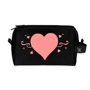 Saint-Valentin Cœur Rose, St.valentin - Trousse de toilette en tissu recyclé - noir - Devant