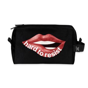 Hard to Resist – Rote Lippen Illustration - Recycelte Kulturtasche - Schwarz - Vorne