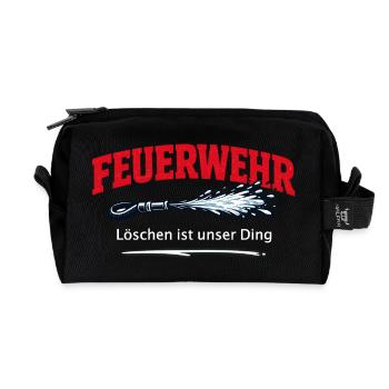 Feuerwehr Spruch Löschen ist Unser Ding - Recycelte Kulturtasche - Schwarz - Vorne