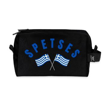 Spetses kreuzten griechische Flaggen - Recycelte Kulturtasche - Schwarz - Vorne