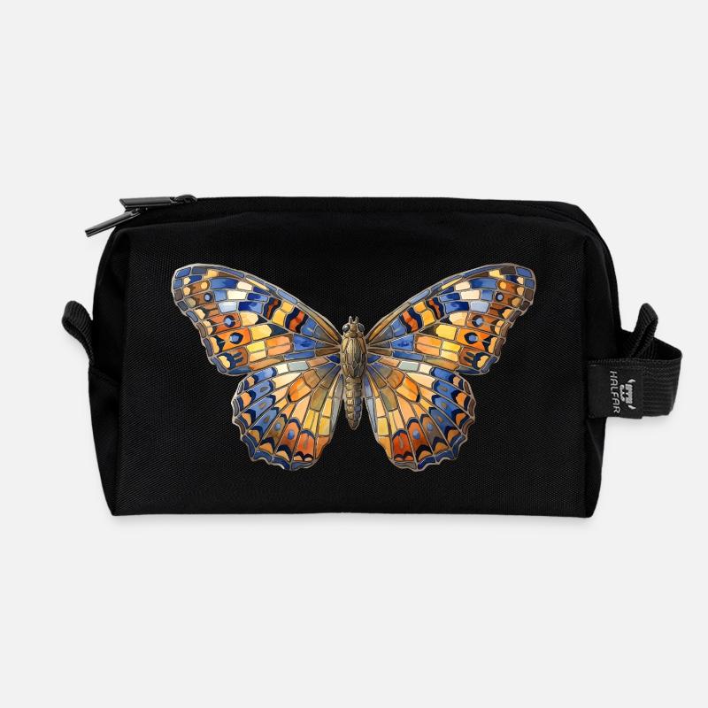 Schmetterling Mosaik - Kunst Geschenk - Recycelte Kulturtasche - Schwarz