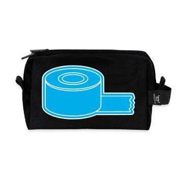 Adhesive Tape Roll Outline - Recycled Toiletry Zip Bag - black - Front