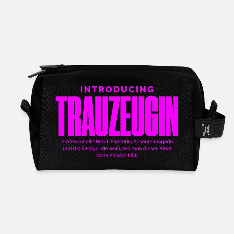 Trauzeugin Lustig – Krisenmanagerin & Braut-Flüste - Recycelte Kulturtasche - Schwarz
