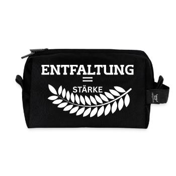 ENTFALTUNG – Deine wahre Stärke - Recycelte Kulturtasche - Schwarz - Vorne
