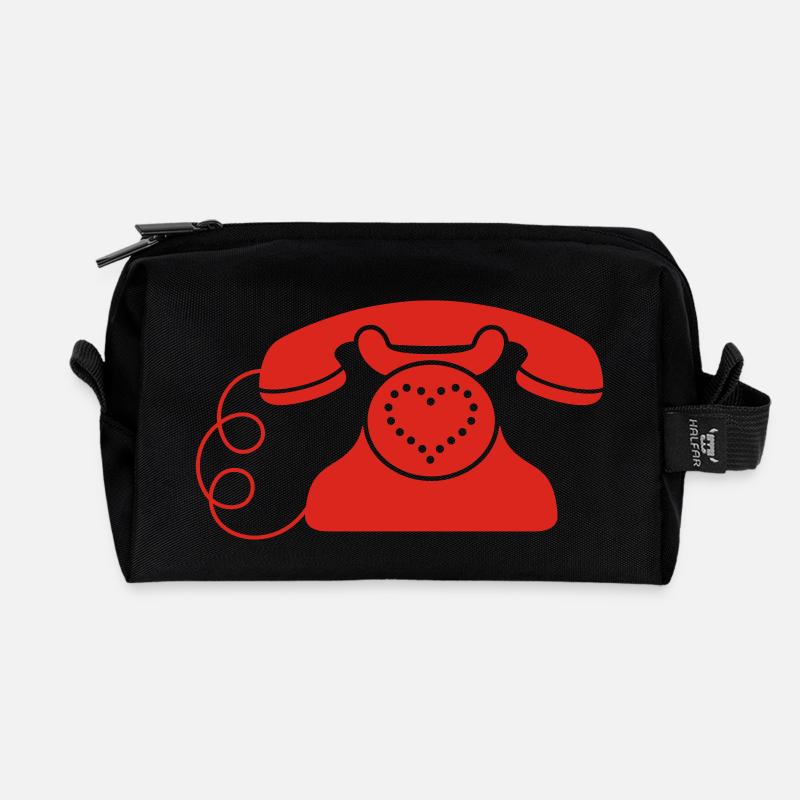 Heart Phone - Recycled Toiletry Zip Bag - black