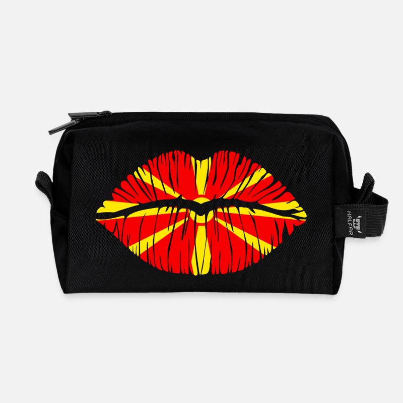 Kuss Nordmazedonien Mazedonien - Recycelte Kulturtasche - Schwarz