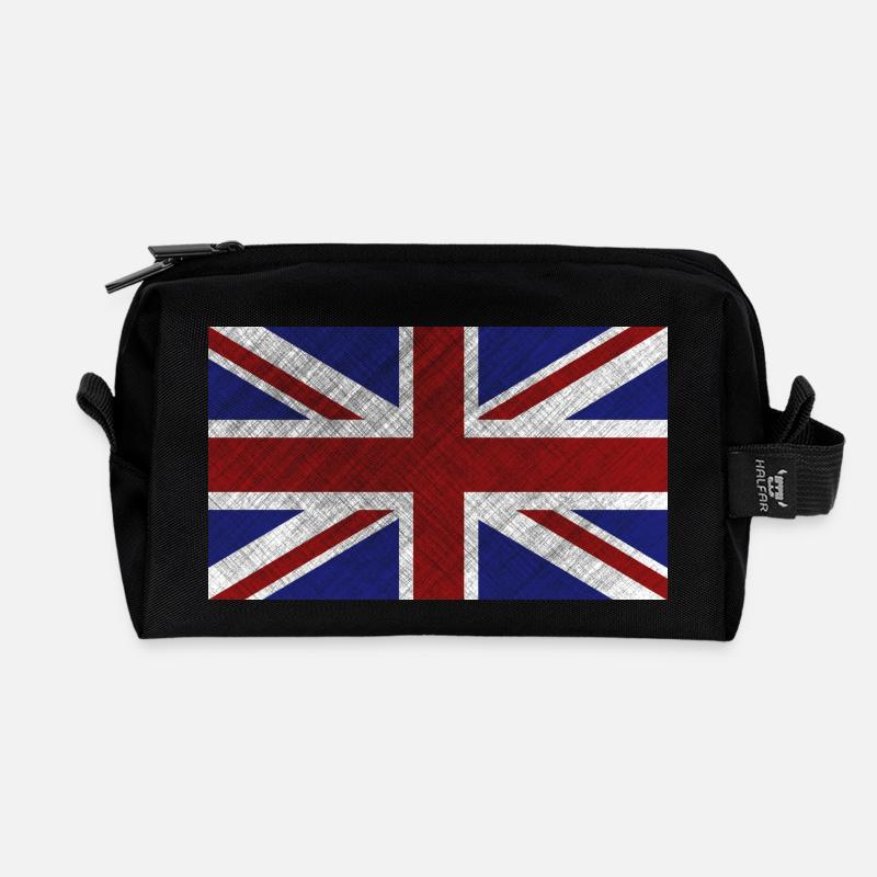 Union Jack grunge Drapeau - Trousse de toilette en tissu recyclé - noir