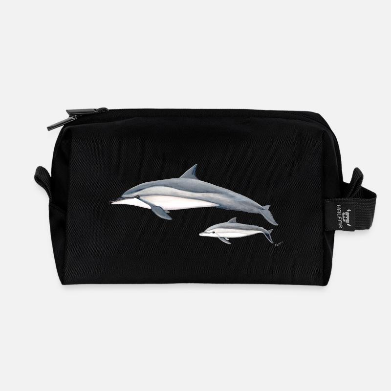 Spinner Delphin - Langschnauzendelfin - dauphin - Recycelte Kulturtasche - Schwarz