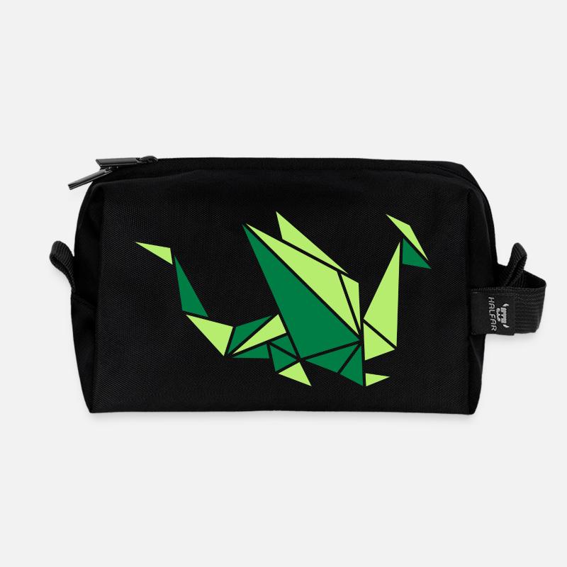 Origami: Drache - Recycled Toiletry Zip Bag - black