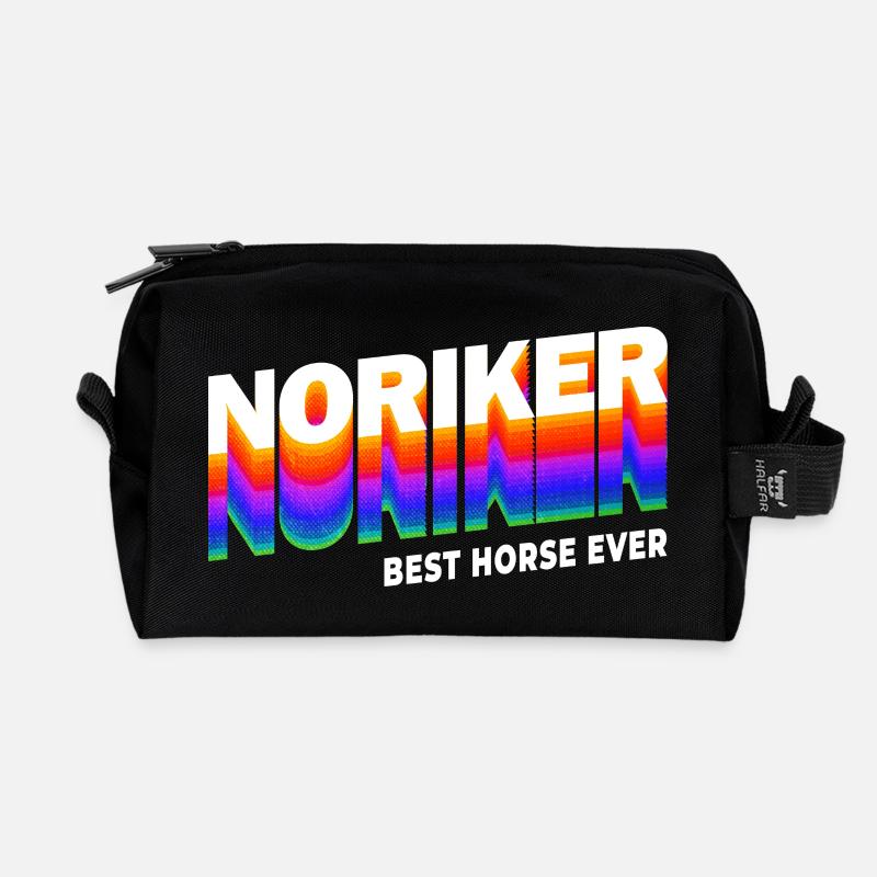Noriker Pferde Design / Geschenkidee - Recycelte Kulturtasche - Schwarz