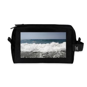 Sea Foam Wave - Recycled Toiletry Zip Bag - black - Front