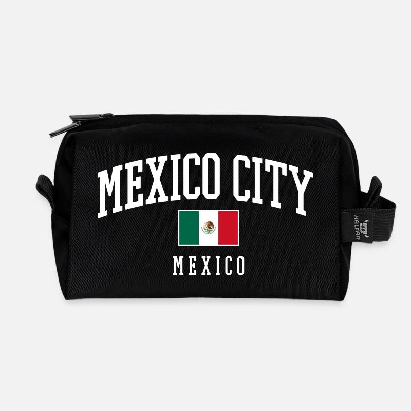Drapeau typographique de Mexico - Trousse de toilette en tissu recyclé - noir