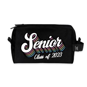 Classe Senior de 2023 Rétro Graduation Party Cadeau - Trousse de toilette en tissu recyclé - noir - Devant
