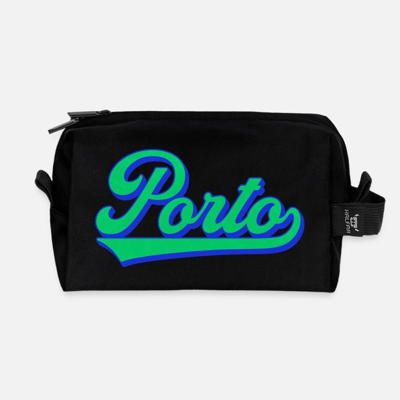 Porto Neon Script Retro - Recycelte Kulturtasche - Schwarz