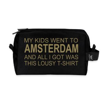 Amsterdam Souvenir Saying – Humoristique - Trousse de toilette en tissu recyclé - noir - Devant