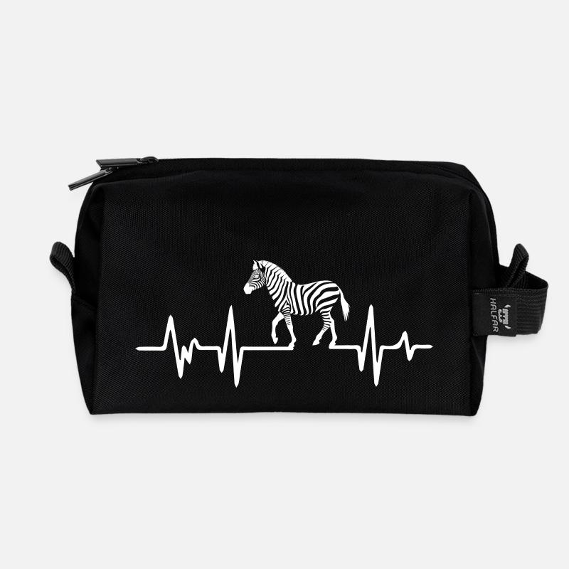 Zebra Herzschlag Puls Herz - Recycelte Kulturtasche - Schwarz