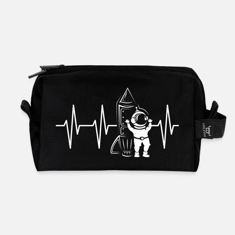 rocketman herzschlag puls rakete Astronaut Symbol - Recycelte Kulturtasche - Schwarz