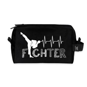 Pulse Kick Martial Arts Heartbeat Symbol fighter - Recycled Toiletry Zip Bag - black - Front
