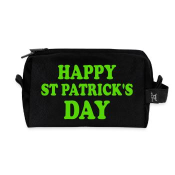 happy st patricks day - Recycled Toiletry Zip Bag - black - Front