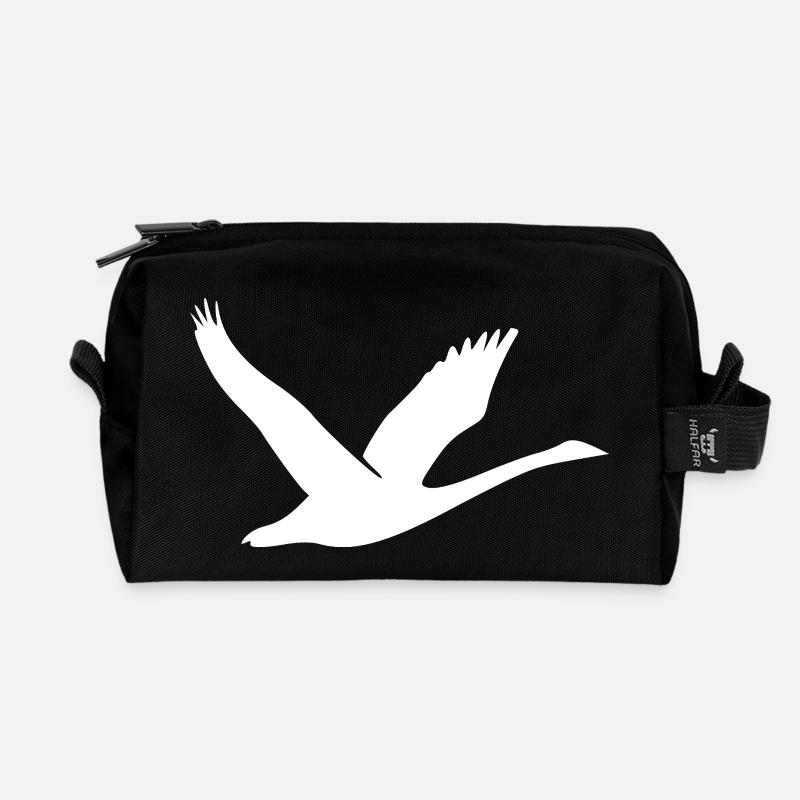 Schöne Schwan Silhouette - Recycelte Kulturtasche - Schwarz