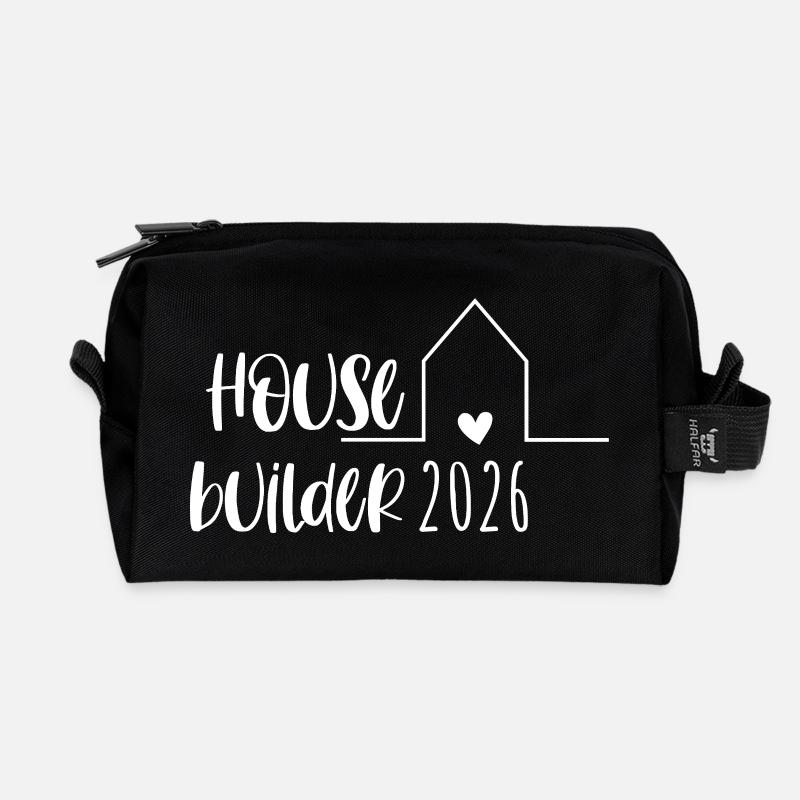 Hausbauer 2026 Geschenk Hausbau - Recycelte Kulturtasche - Schwarz