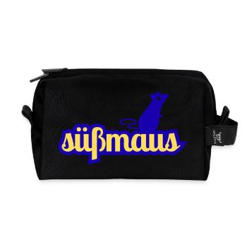 Sweet Mouse Silhouette Font - Recycled Toiletry Zip Bag - black - Front