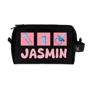 Jasmin als Schnuller - Recycelte Kulturtasche - Schwarz - Vorne