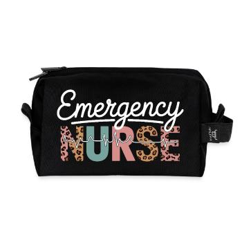 Emergency Nurse Leopard Print - Recycled Toiletry Zip Bag - black - Front