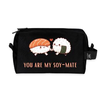 Duo amour de sushi Soja âme sœur - Trousse de toilette en tissu recyclé - noir - Devant