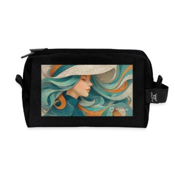 Flowing Color Portrait Turquoise - Recycled Toiletry Zip Bag - black - Front