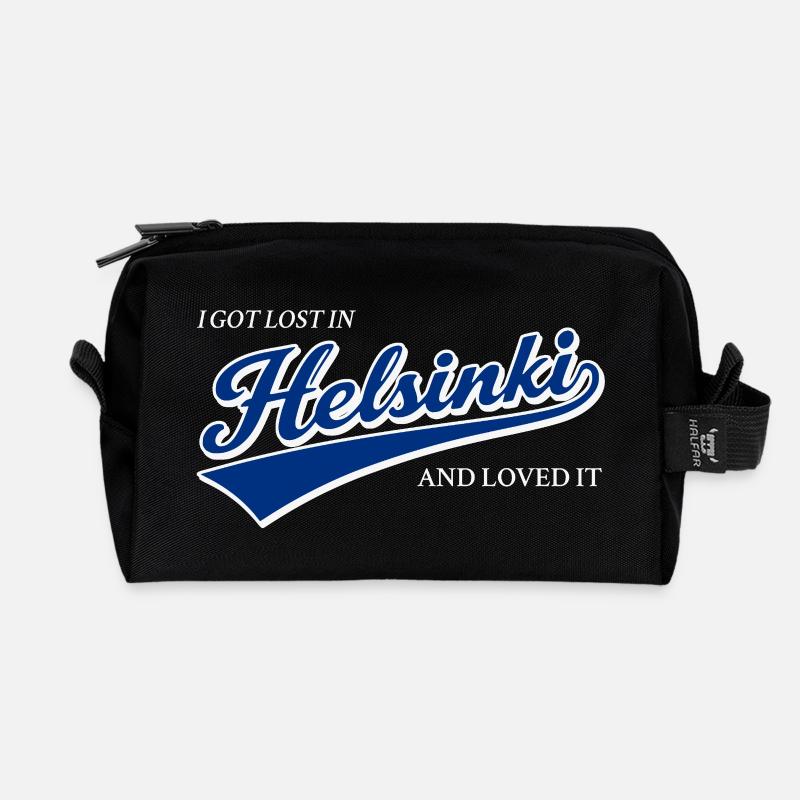 I Got Lost In Helsinki And Loved It - Recycled Toiletry Zip Bag - black