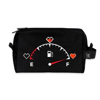 Valentine's Day Heart Gauge - Recycled Toiletry Zip Bag - black - Front