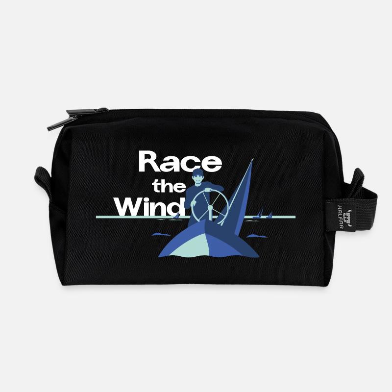 Race the Wind – Regatta Crew Segel Spruch - Recycelte Kulturtasche - Schwarz