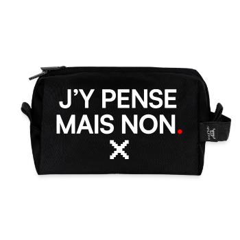 I'M THINKING ABOUT IT BUT NOT | Lazy humour - Recycled Toiletry Zip Bag - black - Front