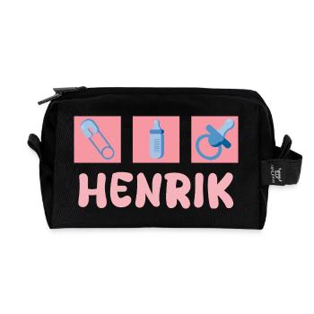 Geschenk für Henrik - Recycelte Kulturtasche - Schwarz - Vorne