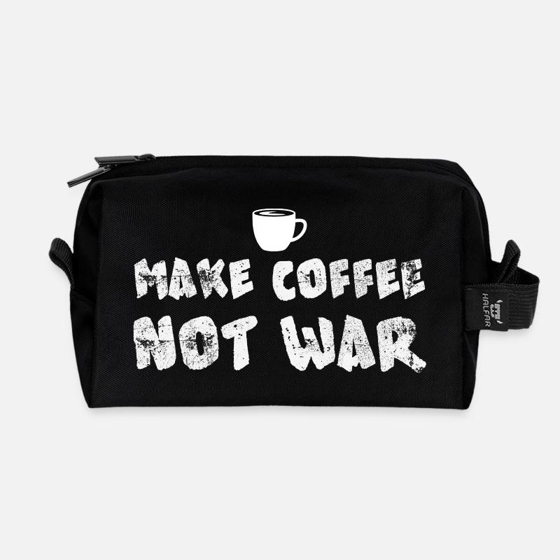 UMake Coffee Not War Lustiges Kaffeedesign - Recycelte Kulturtasche - Schwarz