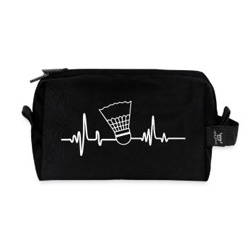 Badminton heartbeat badminton player - Recycled Toiletry Zip Bag - black - Front