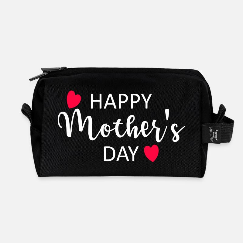 Happy Mother's Day Script Hearts - Recycelte Kulturtasche - Schwarz
