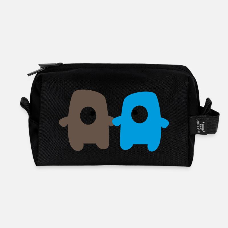 Monsters in love - Recycled Toiletry Zip Bag - black
