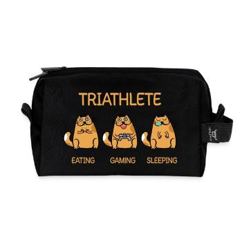 Triathlete - Eating Gaming Sleeping - Katze - Recycelte Kulturtasche - Schwarz - Vorne