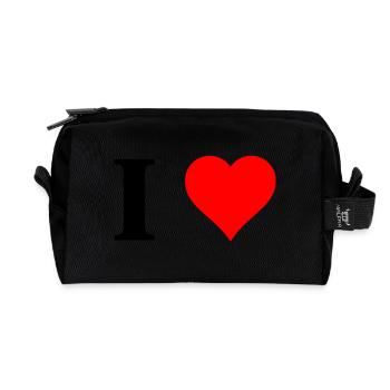 I love - Recycled Toiletry Zip Bag - black - Front