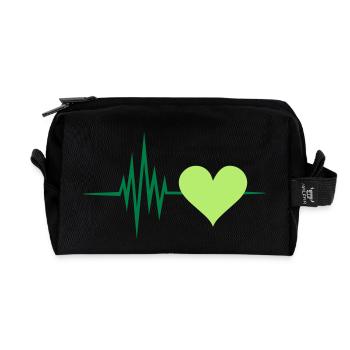 Puls Herz grün, vegan Frequenz, Natur, Bäume, Wald - Recycelte Kulturtasche - Schwarz - Vorne