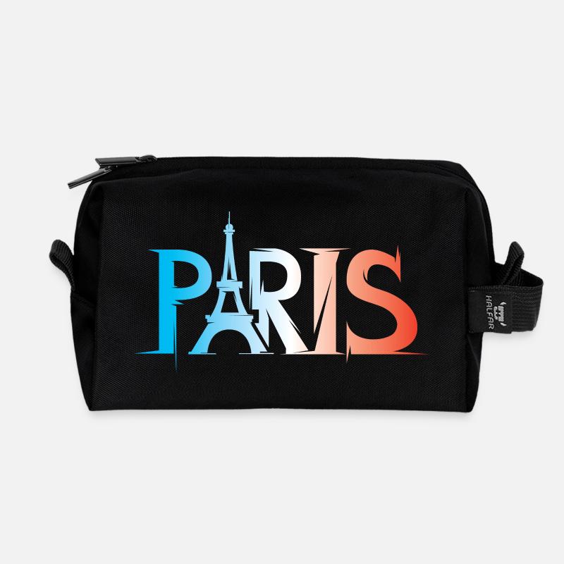 Paris Farben Symbol Eiffelturm Illustration Icon - Recycelte Kulturtasche - Schwarz