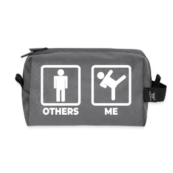 Karate Stick Figure - Recycled Toiletry Zip Bag - anthracite - Front