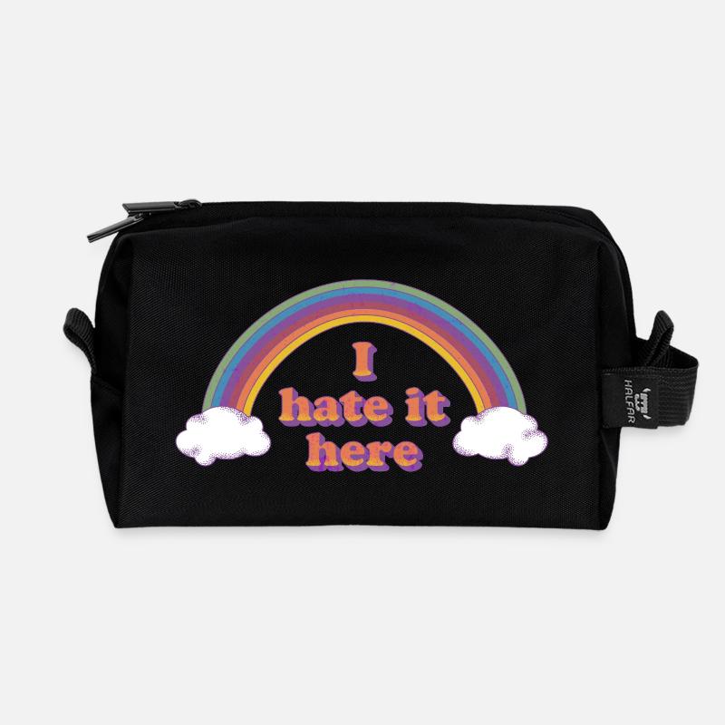 Ironischer Regenbogen-Fluch - Recycelte Kulturtasche - Schwarz